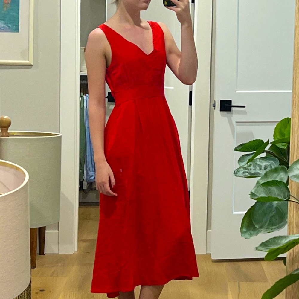 Cynthia Rowley Red Linen A-Line Dress, Size 2 XS, NWT, Never Worn